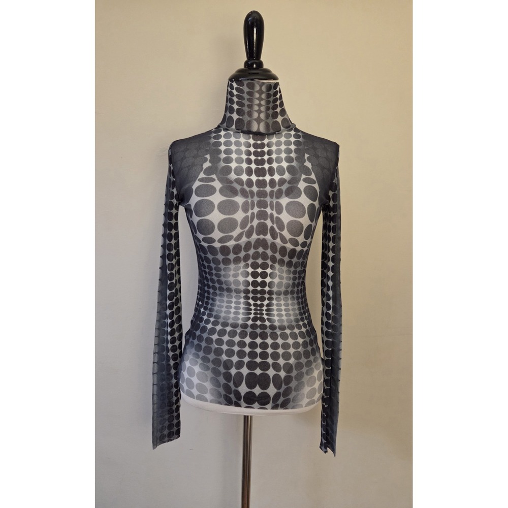 Jean Paul Gaultier NWT Cyberdot Print Mesh Turtleneck Top SSENSE Exclusive XXS